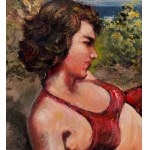 UNIDENTIFIED SIGNATURE, Portrait of a woman on a seashore