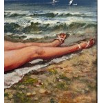 UNIDENTIFIED SIGNATURE, Portrait of a woman on a seashore