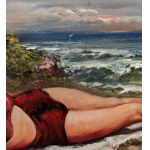 UNIDENTIFIED SIGNATURE, Portrait of a woman on a seashore