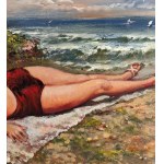 UNIDENTIFIED SIGNATURE, Portrait of a woman on a seashore