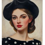 ANONIMO, Portrait of a woman with a hat