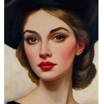 ANONIMO, Portrait of a woman with a hat