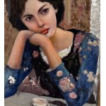 ANONIMO, Portrait of a young woman at a bar