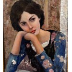 ANONIMO, Portrait of a young woman at a bar