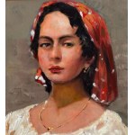 ANONIMO, Portrait of a woman with a headdress