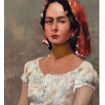 ANONIMO, Portrait of a woman with a headdress