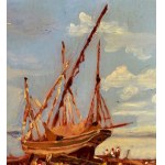 ANONIMO, Seashore view with beached boats