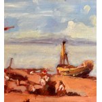 ANONIMO, Seashore view with beached boats