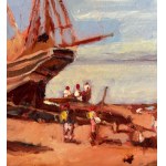 ANONIMO, Seashore view with beached boats