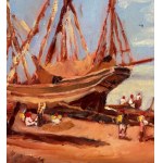 ANONIMO, Seashore view with beached boats