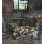 R.CARIGNANI, Interior with chickens - R. CARIGNANI