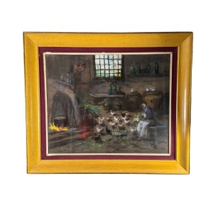 R.CARIGNANI, Interior with chickens - R. CARIGNANI