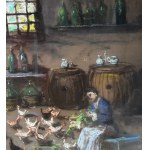 R.CARIGNANI, Interior with chickens - R. CARIGNANI