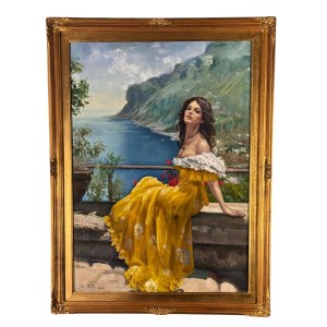 SALVATORE TESTA, Portrait of a young woman on the coast - Salvatore Testa