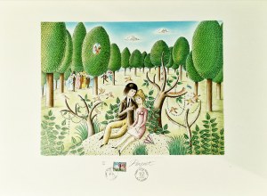 Peynet Raymond (1908-1999), „A quoi l'on joue?'' (W co się bawimy) z cyklu „Les Amoureux” (Zakochani), 1985