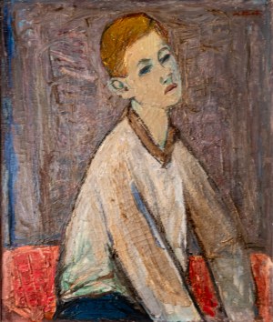 Maksymilian Stratanowski (1913-1987), Portret chłopca w białym swetrze, ok. 1960 r.