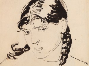 Maria Melania Mutermilch \ Mela Muter (1876 Warszawa - 1967 Paryż), Dziewczyna z warkoczami (recto) / Szkic portretu kobiety (verso)