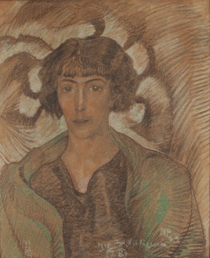 Stanisław Ignacy Witkiewicz \ Witkacy (1885 Warszawa - 1939 Jeziory na Polesiu), Portret kobiety w zielonym szalu, 1925