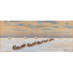 Julian Fałat (1853 Tuligłowy - 1929 Bystra), Kulig in Nesvizh