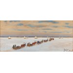 Julian Fałat (1853 Tuligłowy - 1929 Bystra), Kulig in Nesvizh