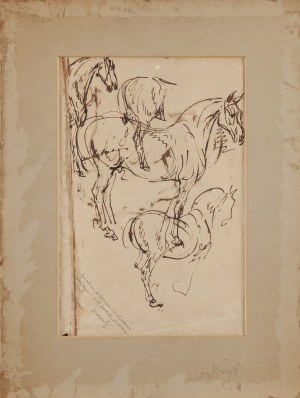 Piotr Michałowski (1800 Kraków - 1855 Krzyżtoporzyce k. Krakowa), Studium konia (recto) / Szkice koni (verso)