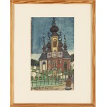 Nikifor Krynicki (1895 Krynica - 1968 Folusz), Biskup na tle kościoła, lata 60. XX w.
