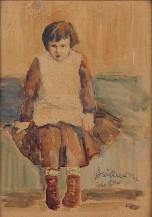 Jan Dutkiewicz (1911 - 1983 ), Dziewczynka na łożku, 1940