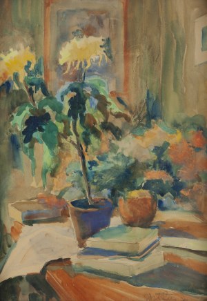 Jan Dutkiewicz (1911 - 1983 ), Chryzantemy, 1940