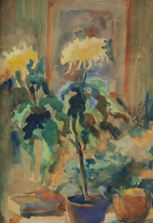 Jan Dutkiewicz (1911 - 1983 ), Chryzantemy, 1940