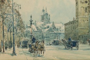 Władysław Chmieliński (1911 Warszawa - 1979 Warszawa), Widok na Plac Zamkowy w Warszawie