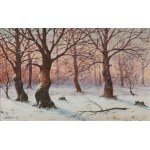 Józef Guranowski (1852 Warsaw - 1922 Warsaw), Forest in winter, 1916