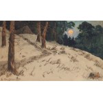 Edmund Cieczkiewicz (1872 Barszczowice - 1958 Rytro near Nowy Sącz), Forest landscape in the light of the moon