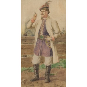 Seweryn Bieszczad (1852 Jaslo - 1923 Krosno), Portrét Louise de Laveaux v krakovském oděvu.