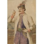 Seweryn Bieszczad (1852 Jaslo - 1923 Krosno), Portrét Louise de Laveaux v krakovském oděvu.