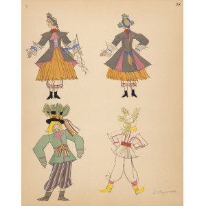 [grafika] STRYJEŃSKA Zofia - Chłopka i chłop z Kujaw [1939] [z teki Polish Peasants Costumes]