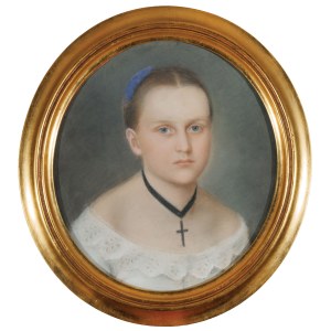 PORTRET DZIEWCZYNY Z KRZYŻYKIEM NA SZYI, 2. poł. XIX w.