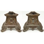 PAIR OF LITTERS, Poland, Warsaw, Gustaw Roszkowski, 1884, Bronze; height 39.5, cm.