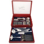 SET OF DISHERY IN ART DECO STYLE, Poland, Lviv, goldsmith V.B., after 1931, Silver, sample 3, stainless steel (knife blades), weight without knives 4324 g