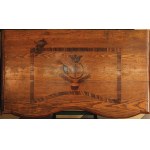 BOARD WITH HERB OSTOJA, Poland, late 18th century, Solid pine, walnut veneer, marquetry, brass hardware; 75 x 102 x 61 cm