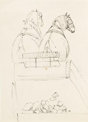 Ludwik MACIĄG (1920-2007), Konie z furmanką z węglem