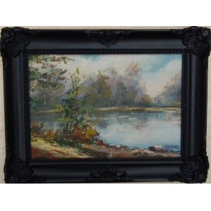 Teodor Ziomek(1874-1937) ,Landscape by the lake