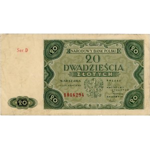 Poland. 1947 20 Zlotych Prefix D