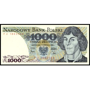 Poland. 1982 1000 Zlotych Prefix FU