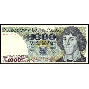 Poland. 1982 1000 Zlotych Prefix GH