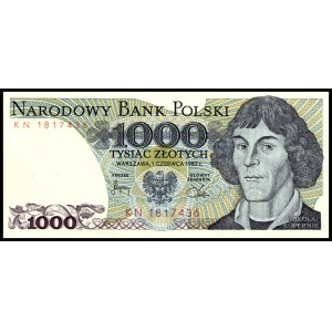 Poland. 1982 1000 Zlotych Prefix KN