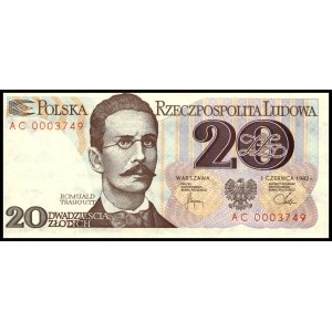 Poland. 1982 20 Zlotych Prefix AC