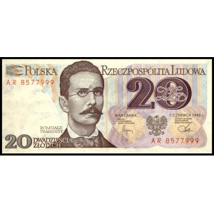 Poland. 1982 20 Zlotych Prefix AR