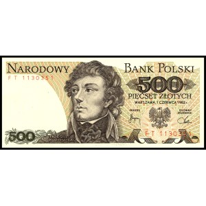 Poland. 1982 500 Zlotych Prefix FT