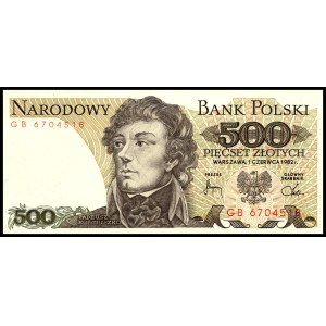 Poland. 1982 500 Zlotych Prefix GB