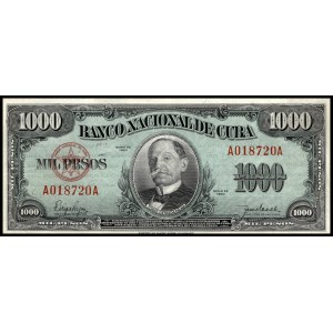 Cuba. 1950 1000 Pesos Prefix AA - Highest Denomination